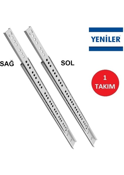 27 mm * 45 cm Tek Açılım Ince Bilyalı Çekmece Rayı