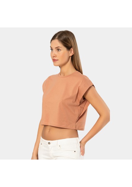 Türen Kadın Vatka Görünümlü Crop T-Shirt