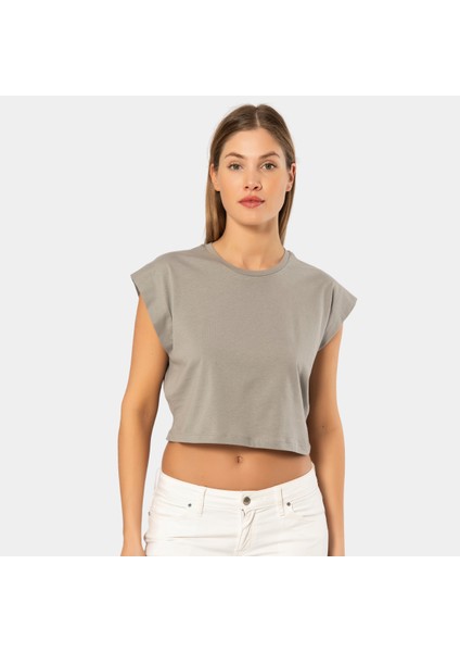 Türen Kadın Vatka Görünümlü Crop T-Shirt