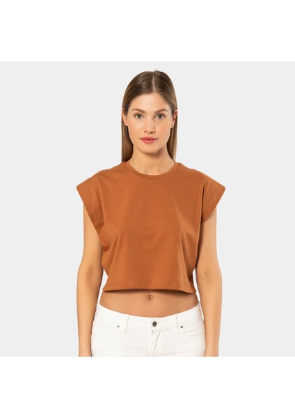 Türen Kadın Vatka Görünümlü Crop T-Shirt