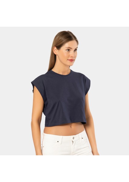 Türen Kadın Vatka Görünümlü Crop T-Shirt