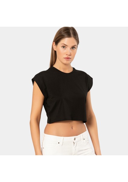 Türen Kadın Vatka Görünümlü Crop T-Shirt