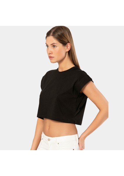Türen Kadın Vatka Görünümlü Crop T-Shirt modelleri