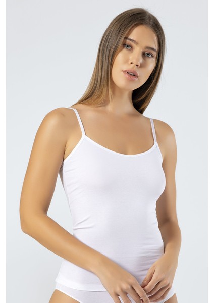 Kadın Ayarlanabilir Ip Askılı Kaşkorse Likralı Pamuklu Atlet