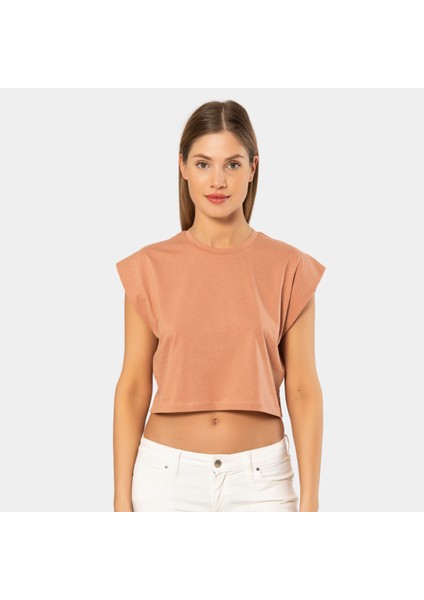 Türen Kadın Vatka Görünümlü Crop T-Shirt