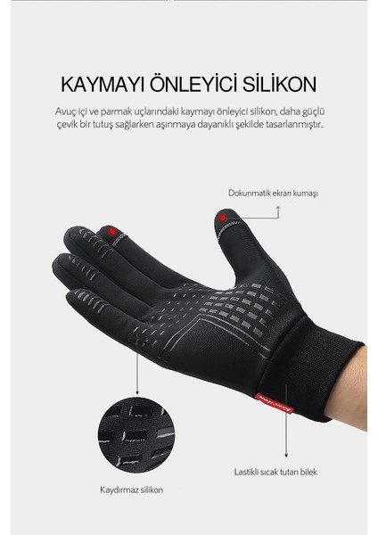 Motosiklet-Kayak Eldiveni Soğuk-Rüzgar Geçirmez Su Dayanlıklı Dokunmatik Parmak fırsatları
