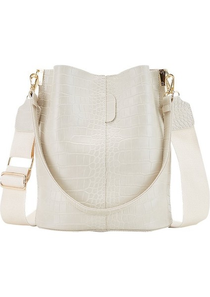 Kadın Timsah Desenli Omuz Çantası Büyük Kapasiteli Çok Yönlü Geniş Bant Crossbody Çanta (Yurt Dışından)