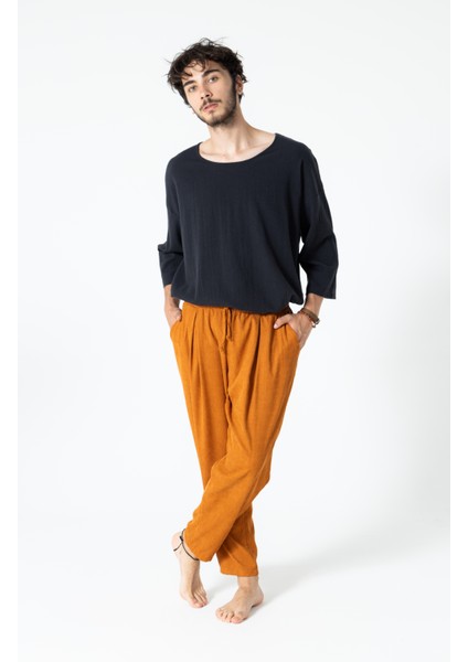 Kiremit Ön Pile Detay Rahat Kesim Bel Lastikli Kadife Şalvar Pantolon modelleri