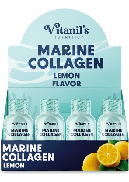 Vitanil's Nutrition Doğal Limon Aromalı Hidrolize Balık Kolajen, Sıvı Kolajen, Marine Collagen 720ML Vitamin C 60ml X 12 Adet