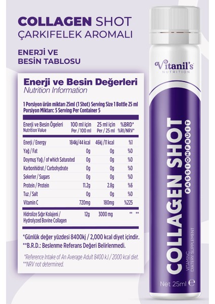 Vitanil's Nutrition Helal Sığır Sıvı Kolajen 30 Saşe Çarkıfelek Aromalı, Passionfruit Collagen Exotic Mix 3000 Mg