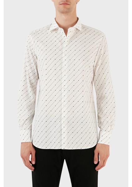 Pamuklu Logo Desen Baskılı Regular Fit Gömlek Erkek Gömlek 6R1C86 1nmvz F1D8