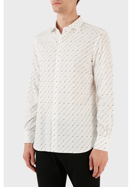 Pamuklu Logo Desen Baskılı Regular Fit Gömlek Erkek Gömlek 6R1C86 1nmvz F1D8 modelleri