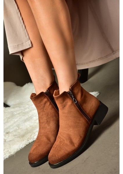 R374050402 Taba Süet Alçak Tabanlı Kadın Bot fırsatları