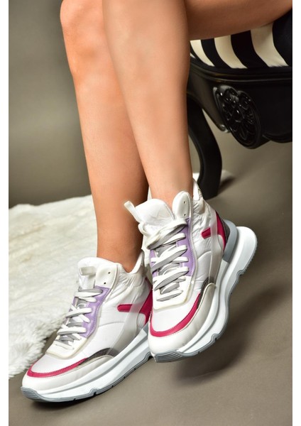R973116004 Beyaz/gri Kalın Tabanlı Spor Ayakkabı Sneakers