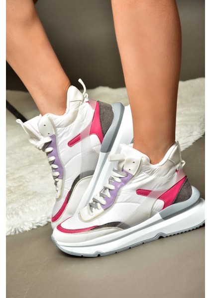 R973116004 Beyaz/gri Kalın Tabanlı Spor Ayakkabı Sneakers