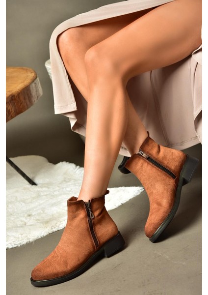 R374050402 Taba Süet Alçak Tabanlı Kadın Bot fiyatları