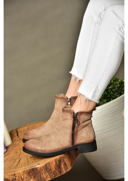 R374050402 Vizon Süet Alçak Tabanlı Kadın Bot