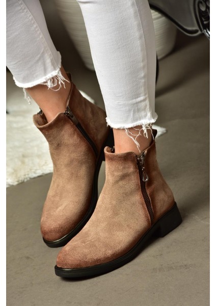 R374050402 Vizon Süet Alçak Tabanlı Kadın Bot indirimleri