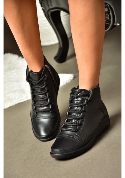 R555001003 Siyah Deri Comfort Ortopedik Taban Kadın Bot fırsatları