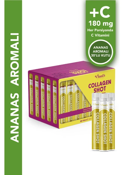 Vitanil's Nutrition Helal Sığır Sıvı Kolajen 30 Saşe Ananas Aromalı Pineapple Collagen Exotic Mix 3000 Mg