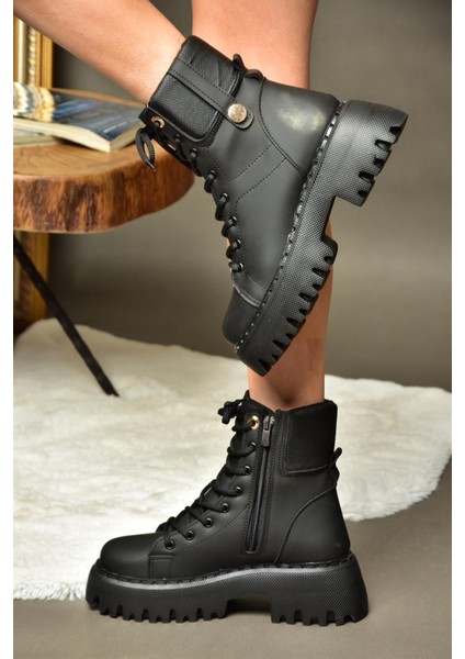 R973970109 Siyah Kalın Tabanlı Günlük Kadın Bot
