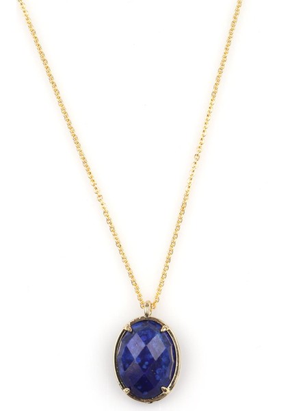 Lapis Lazuli Doğal Taş Gold Renkli Kolye