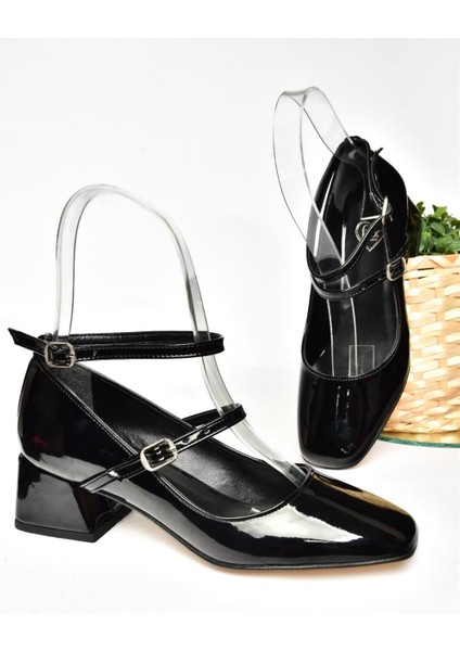 R654037208 Siyah Rugan Kalın Topuklu Kadın Ayakkabı indirimleri