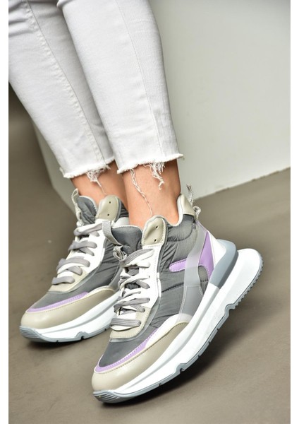 R973116004 Gri/lila Kalın Tabanlı Spor Ayakkabı Sneakers modelleri