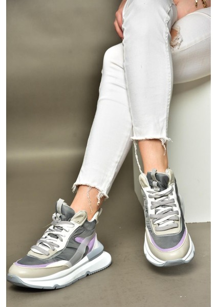R973116004 Gri/lila Kalın Tabanlı Spor Ayakkabı Sneakers fırsatları