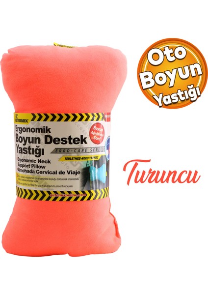 Automix Araba Araç Otomobil Oto Koltuk Başlığı Ergonomik Boyun Destek Yastığı Turuncu Renk 44837