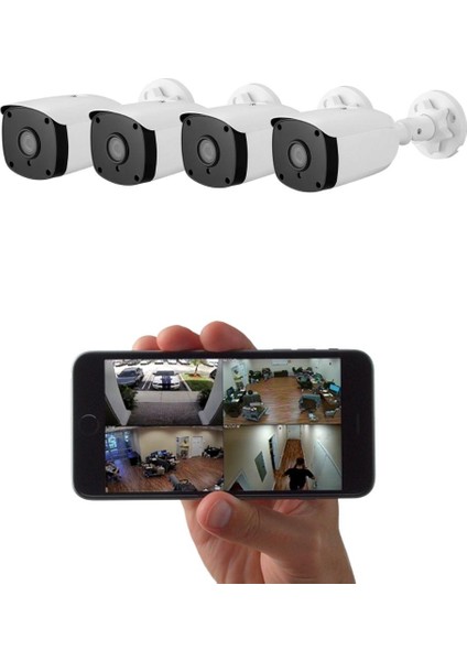 4 Kameralı Full Hd Su Geçirmez Uzaktan Izlenen-Kayıt Cihazlı Kuruluma Hazır Güvenlik Kamerası Seti Kurulum Kılavuzu Hediyeli fiyatları