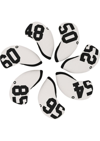 7pcs Golf Club Headcover Demir Kafa Kapağı Kama Koruyucu Beyaz Seyahat (Yurt Dışından)