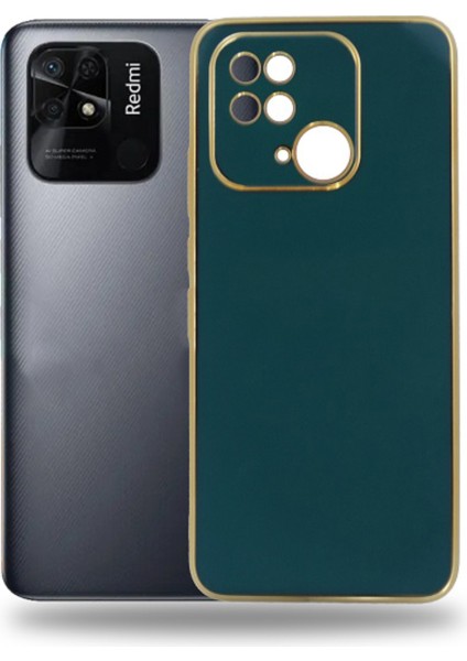 Xiaomi Redmi 10C Kapak Kamera Korumalı Lazer Kesim Lüx Silikon Kılıf - Yeşil