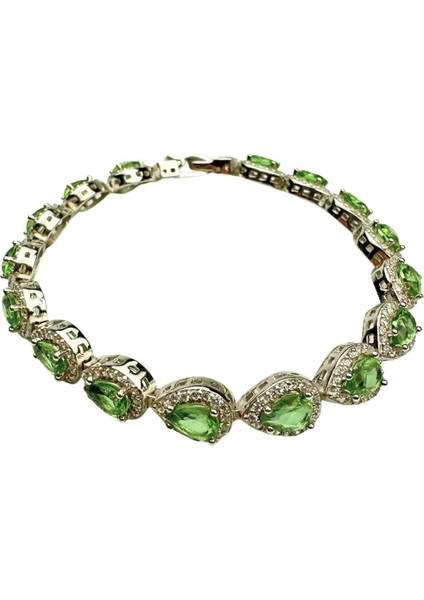 925 Ayar Gümüş Damla Zultanit Taşlı Anturajlı Zirkon Taşlı Bileklik fiyatları