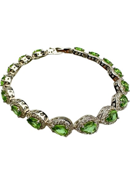 925 Ayar Gümüş Damla Zultanit Taşlı Anturajlı Zirkon Taşlı Bileklik modelleri