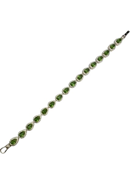 925 Ayar Gümüş Damla Zultanit Taşlı Anturajlı Zirkon Taşlı Bileklik fırsatları