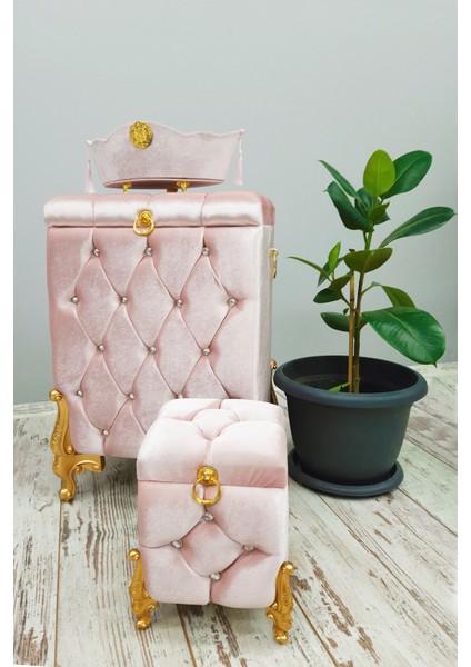 Kapitone Pudra Pembe 3'lü Banyo Kirli Çamaşır Sepeti Seti Mdf Sepet ,havluluk, Deterjanlık fiyatları