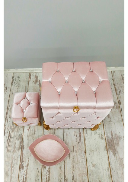 Kapitone Pudra Pembe 3'lü Banyo Kirli Çamaşır Sepeti Seti Mdf Sepet ,havluluk, Deterjanlık modelleri