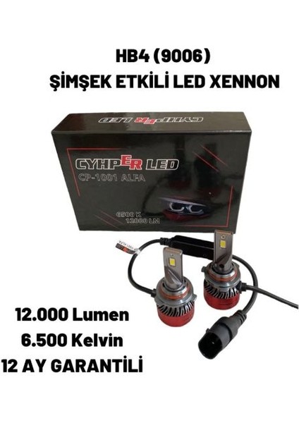 Mitsubishi Lancer 2008 HB4-9006 Kısa Far Ampulü Csp Şimşek Etkli LED Xenon Beyaz Renk