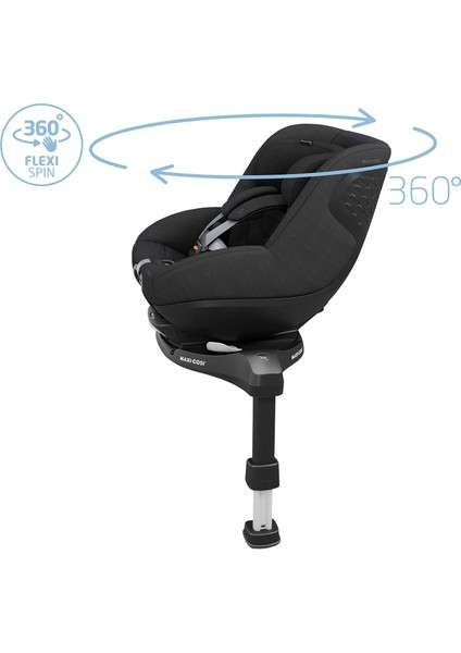 Pearl 360 Pro Dünyanın İlk Kızaklı, Araç Dışına Çıkabilen 360 Dönebilen Yatabilen İsofix Bazalı Bebek Oto Koltuğu 0-18 kg Authentic Black