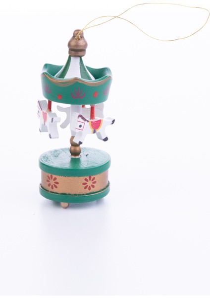 Yılbaşı süsü atlıkarınca, 8.5 cm, Yeşil ve Sarı 3 adet