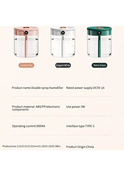 LCD Nem Göstergeli Büyük Kapasiteli 2l Hava Nemlendirici - Yeşil (Yurt Dışından) modelleri