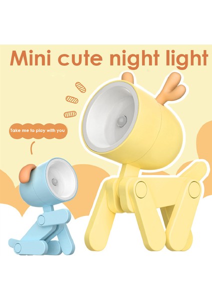 Mini LED Gece Lambası Sevimli Köpek Geyik Şekli Masa Lambası Ev Yatak Odası Çalışma Ofis Okuma Göz Koruması Aydınlatma Lambaları (Yurt Dışından) indirimleri