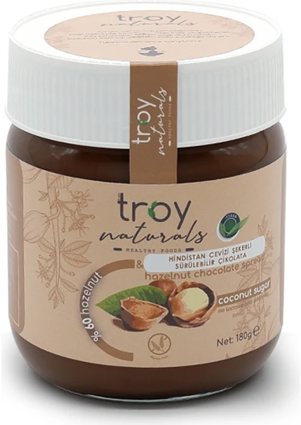 Troy Naturals  Hindistan Cevizi Şekerli Sürülebilir Çikolata -180 gr