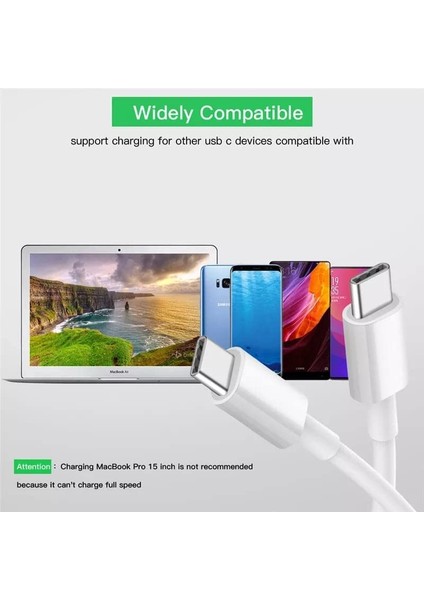 Çift Taraflı Type C To Type C USB Hızlı Şarj Data Kablosu