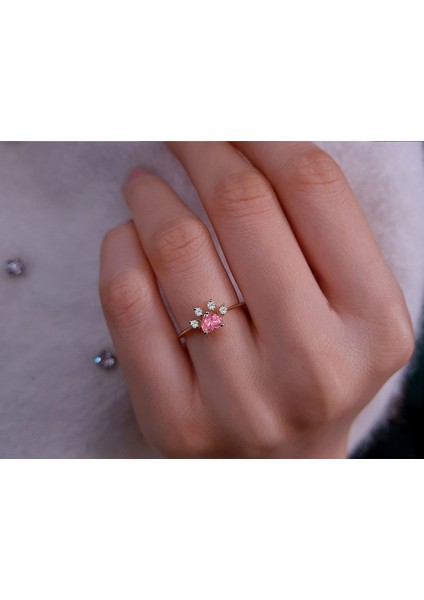 Pırlanta ve Pembe Turmalin Taşlı Kedi Patisi Yüzük 0402R0032 fırsatları
