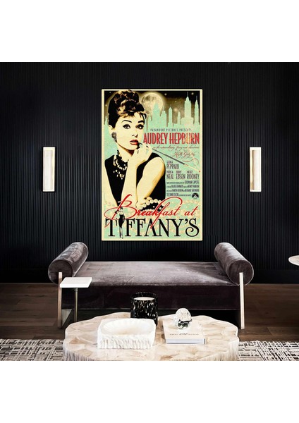 Audrey Hepburn Breakfast At Tiffany's Filmi Dikey Kanvas Tablo