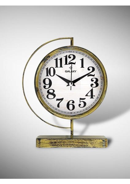 Premium Serisi Modern Kadranlı Metal Ofis ve Masa Üstü Saat 20 cm Gold