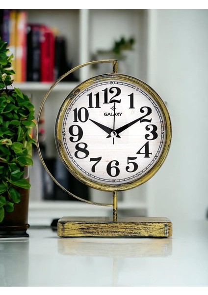 Premium Serisi Modern Kadranlı Metal Ofis ve Masa Üstü Saat 20 cm Gold fiyatları
