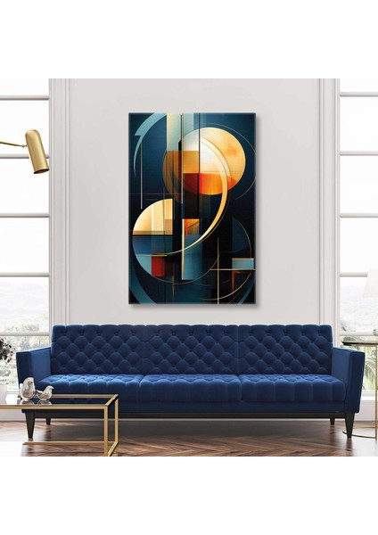 Sarı Daireler Dekoratif Abstract Dikey Kanvas Tablo